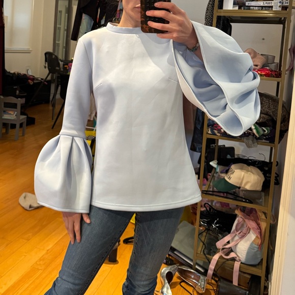 Blaque Label revolve Powder Blue Scuba Bell Sleeve Top - Picture 6 of 13